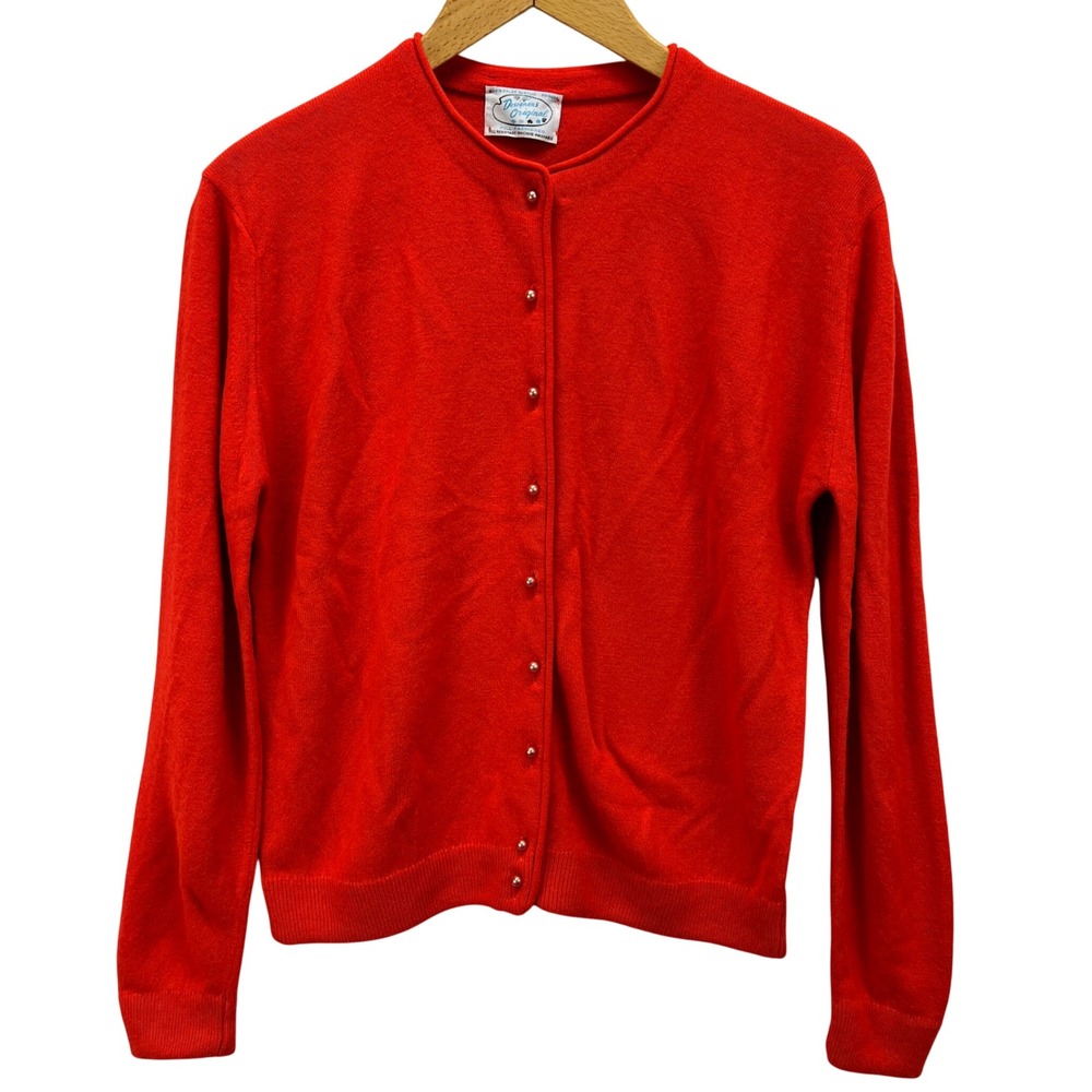 VTG 50's Designers Original L‎ Cardigan Sweater Orlon Acrylic Faux Pearl Buttons
